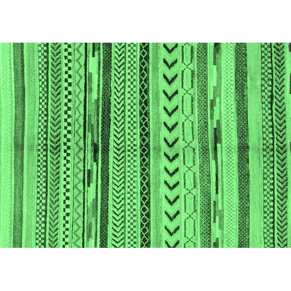 Ahgly Company Indoor Rectangle Oriental Emerald Green Modern Area Rugs, 2' x 3'
