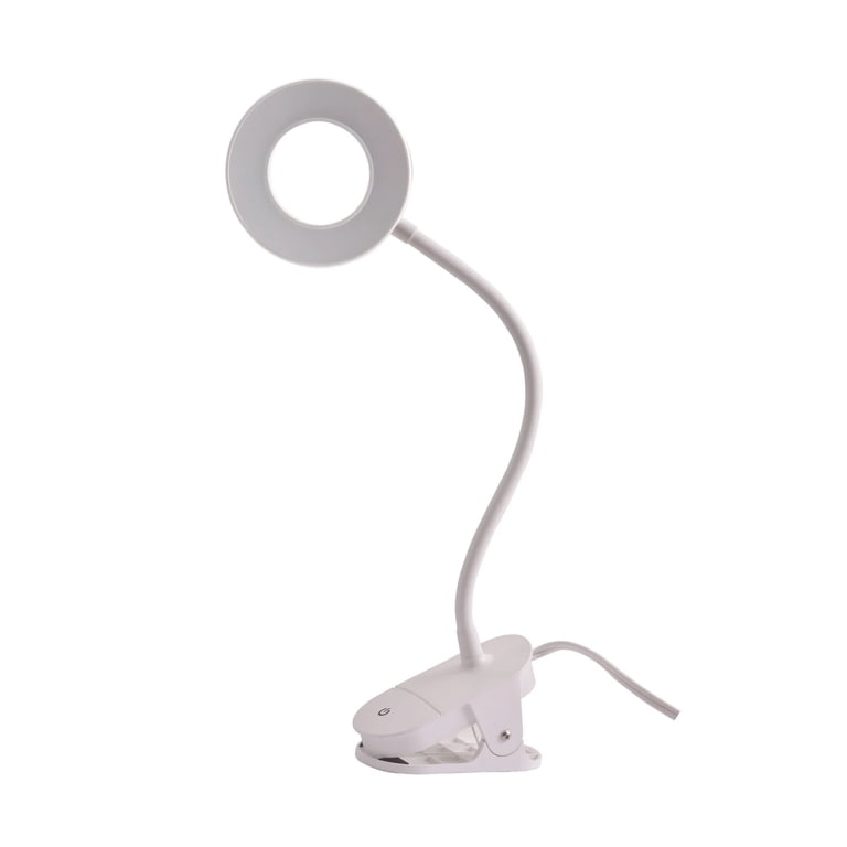 Mainstays LED Ring Light Gooseneck Clip Lamp, White photo 1