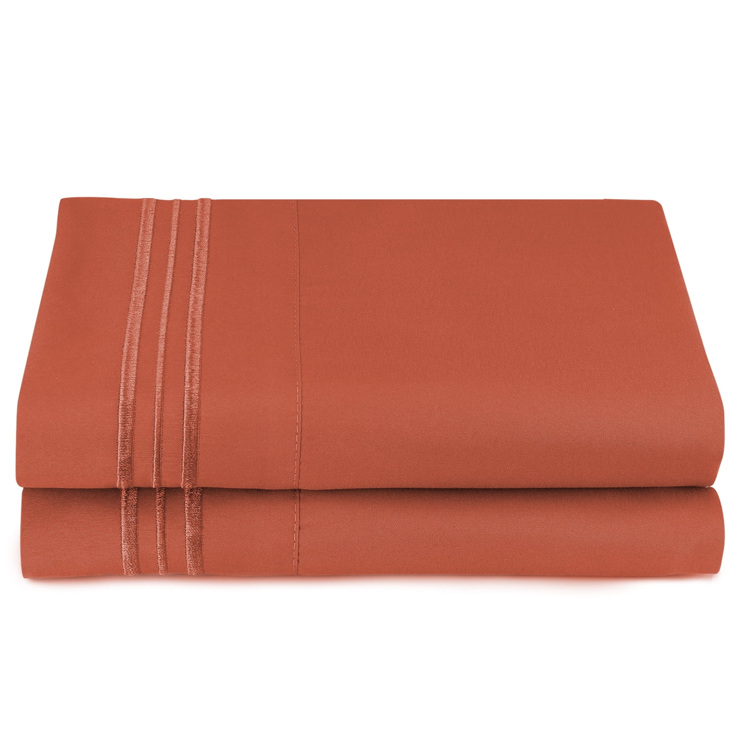 Clara Clark Pillow Cases Premier 1800 Microfiber Collection Pillow Case Set Of 2 Pieces, King Size, Orange Rust