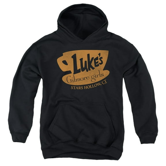 Gilmore Girls Luke's Coffee Logo Youth Kids Boy/Girls Pull-Over Hoodie, Black, Medium