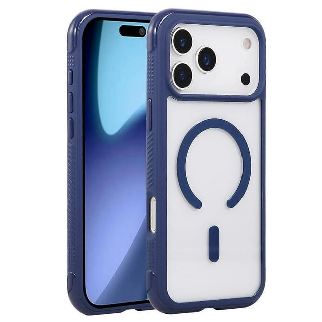 For iPhone 17 Pro Case Compatible with MagSafe TPU + PC Transparent Protective Phone Cover - Dark Pu