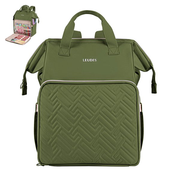 Mochila Leudes para tejer, organizador de hilo, color verde