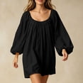 thumbnail image 6 of Sheghy Balloon Long Sleeve Round Neck Mini Dress Oversized Autumn Winter Everyday Wear Black S, 6 of 6
