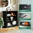 thumbnail image 5 of Metal Storage Cabinet, 3-Tier Cabinet Display Case, Short Bookcase with Adjustale Shelves, Small Black Bookshelf, Open Bookshelf Bookcase for Library Living Room Home Office, 5 of 8
