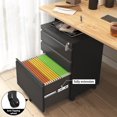 thumbnail image 6 of 3 Drawer File Cabinet for Home Office, Under Desk Mobile Filing Cabinet with Lock for A4-Size/Letter-Size/Legal-Size, Black (HSEJ-3D), 6 of 19