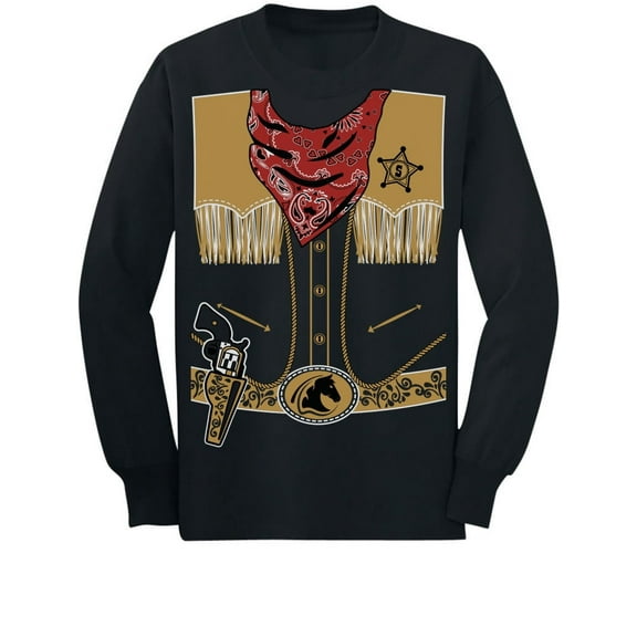 Tstars Boys Unisex Halloween Party Shirt Kids Cowboy Halloween Easy Costume Outfit Day of the Dead Spooky Trick or Treat Funny Humor Gifts