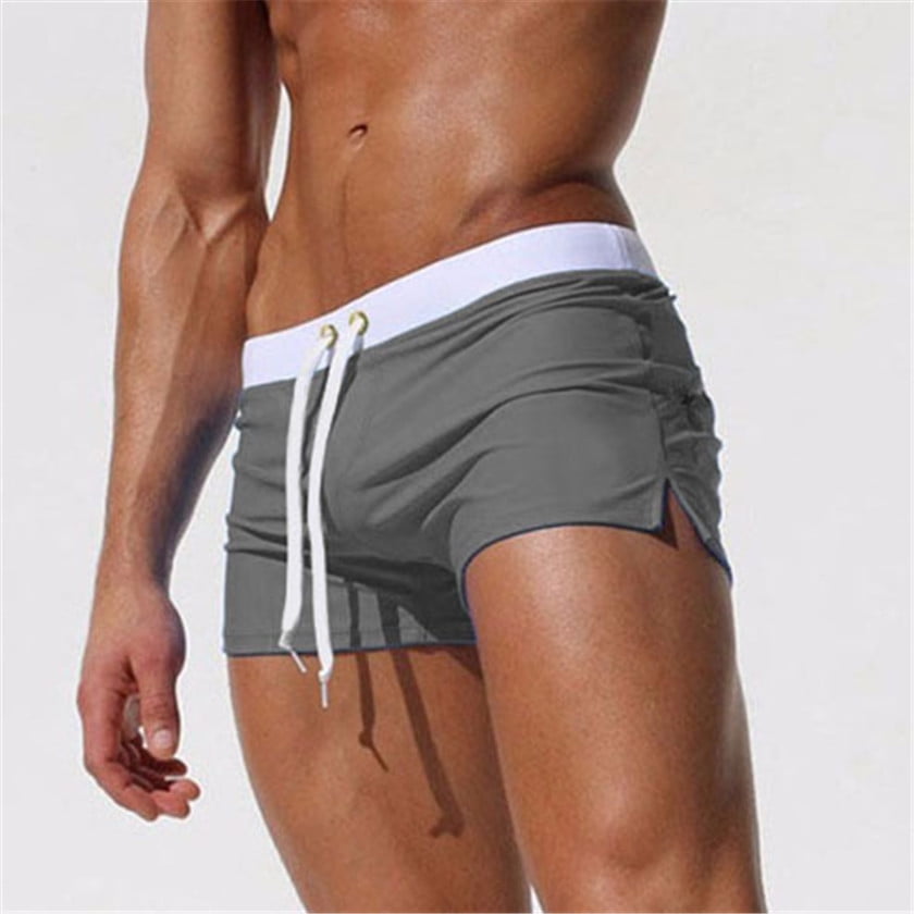 SSDXY Men's Swim Trunks Quick Dry Solid Beach Boxer Briefs Swimwear Board Shorts with Zipper Pocket 