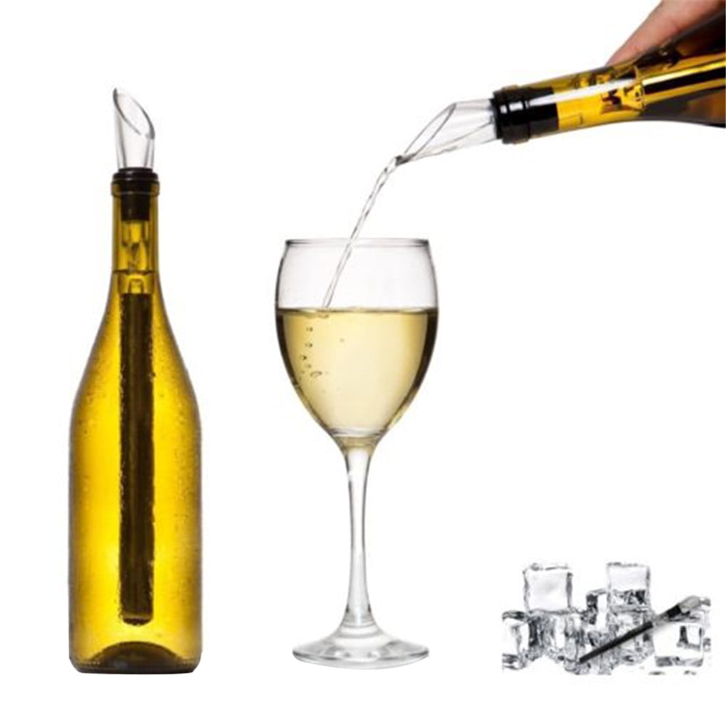 Stainless Steel Chilling Stick Chill Wine Cooling Sticks 2-Pack with Pourer/Aerator Glass Wine Bottle Beverage Wands 