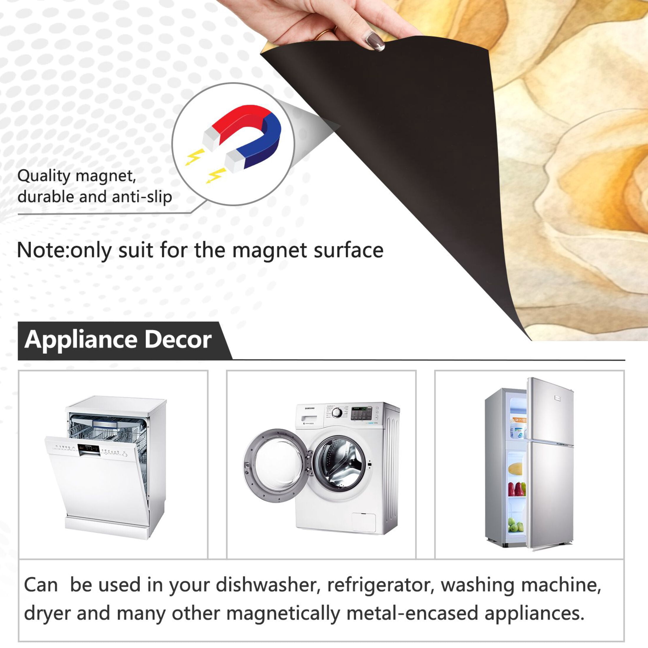 Dishwasher Magnetic Sticker 23x26 Inch Refrigerator Magnetic Sticker Washing Machine Magnetic Sticker Kitchen Panel Magnetic Sticker Home Decor Yellow Roses Seamless
