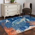 thumbnail image 4 of Sea Corals Turtle Washable Area Rugs 2.7'x5', Summer Beach Sea Stars Dark Blue Low Pile Throw Living Room Rug Non-Slip Sturdy Edge Binding Carpet for Indoor Entryway Bedside Kitchen, 4 of 9