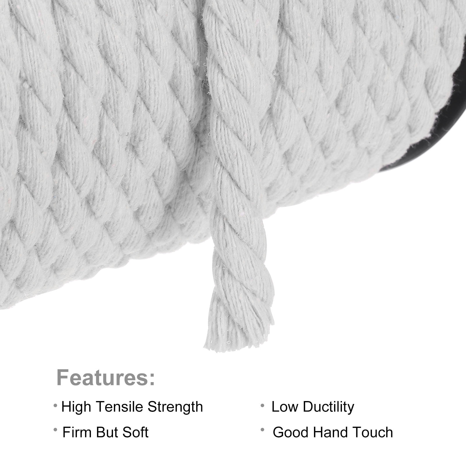 Cotton Rope 3 Strand Twisted Braided Rope Cord, Bleach 40m/47 Yard 8mm Dia for Wall Hanging, Plant Hanger