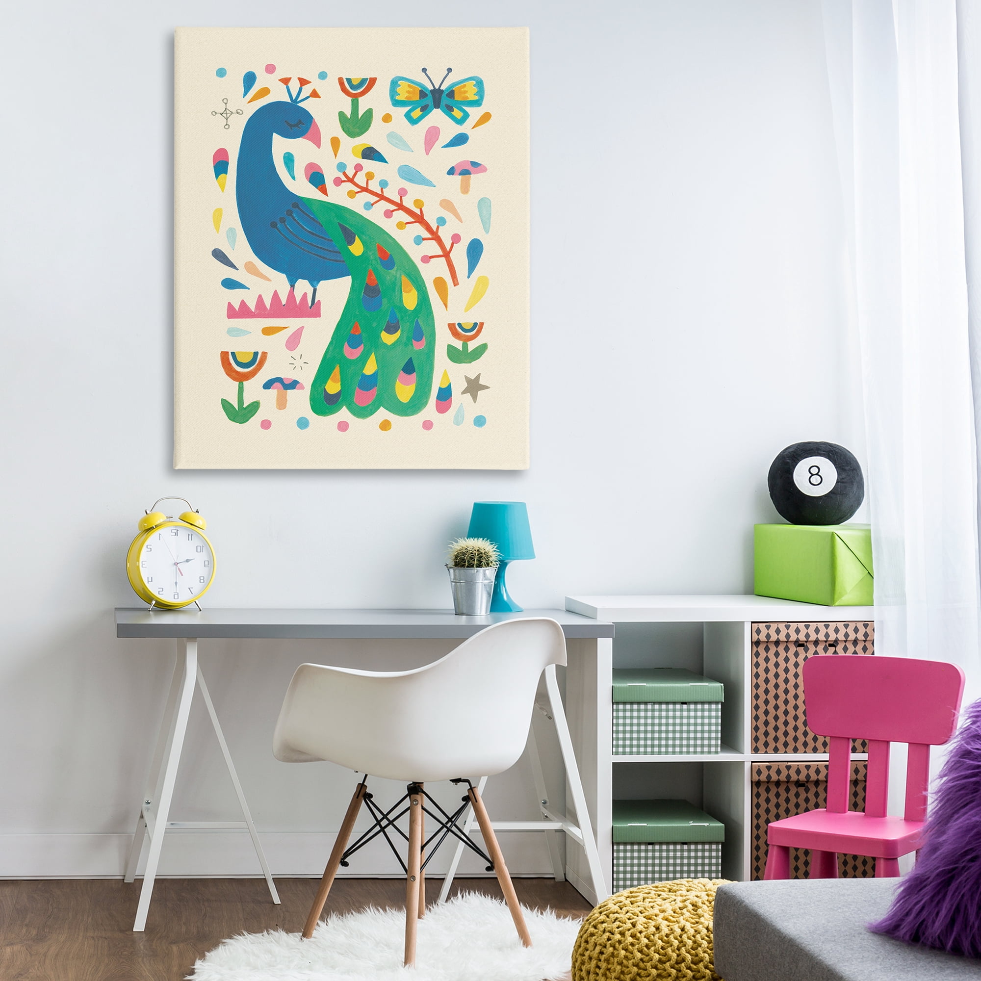 Stupell Industries Pretty Peacock Patterns Animals Painting Wrapped Canvas Art Print Wall Art, 36 x 48