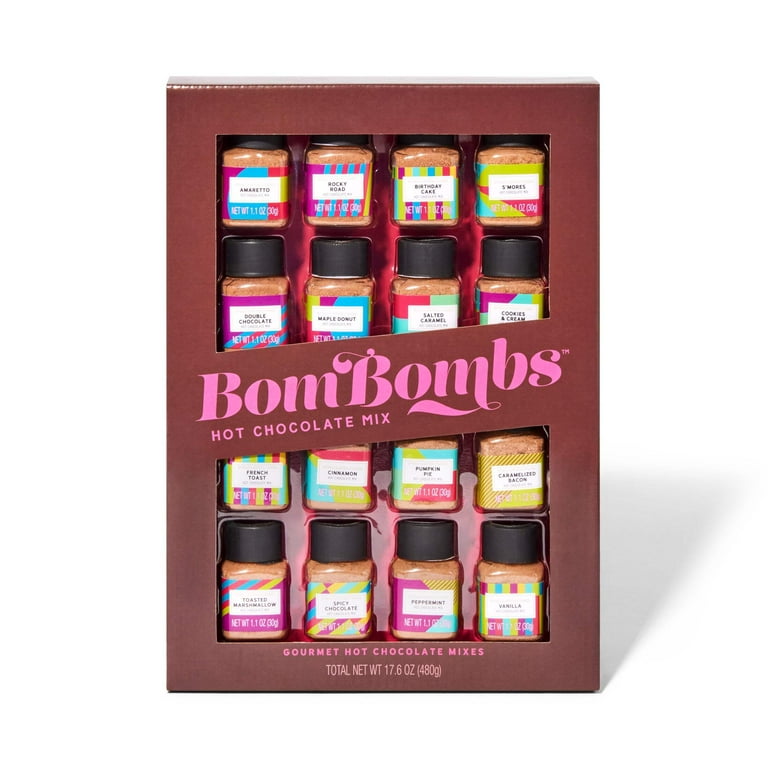 BomBombs Hot Chocolate Mix Gift Set, 16 Sampler Bottles, Assorted