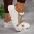 thumbnail image 4 of Womens Metallic Gold Color Block Low Top Fashion Sneakers Spring Fall Bling Casual Walking Flat Shoes, 4 of 6