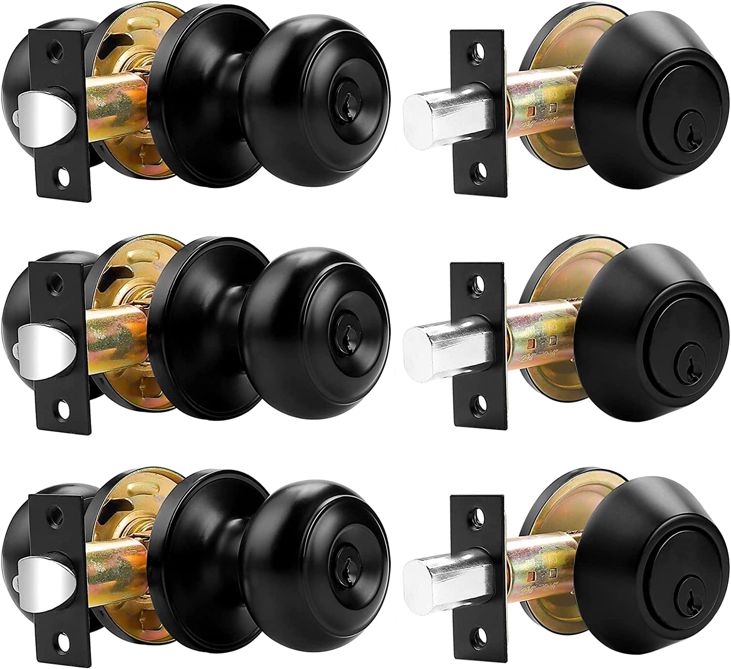 YIGOU Entry Door Knobs Lock Set and Single Cylinder Deadbolt