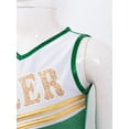 thumbnail image 6 of renvena Youth Girls Cheerleading PerformanceDancewear Cheer Sequins Printed Crop Top with Mini Skirt Cheer leader Uniform Green 14, 6 of 7