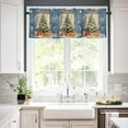 thumbnail image 3 of Christmas Blue Kitchen Curtains and Valances Set, Rod Pocket Curtains Tier Farmhouse Window Curtains 36 Inch Length, Green Pine Tree Winter Snowflake Ball 3 Piece Kitchen Curtains Set, 3 of 6