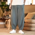 thumbnail image 1 of Pantalones holgados japoneses de lino y algodón para hombre, novedad de verano, pantalones transpirables de lino de Color sólido, ropa informal deportiva de talla grande M-5XL Tan Jianjun unisex, 1 of 2