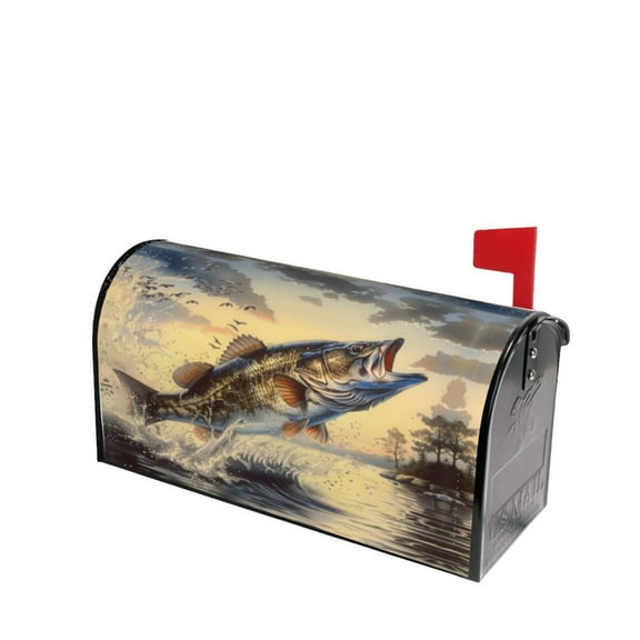 PHELIKA Bass Fish Jumping 08 Magnetic Mailbox Covers Standard Size 21"H x 18"W