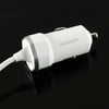 Blackweb Car Charger With Coiled Micro-Usb Cable, 3.1 Amp, White, 3 Feet