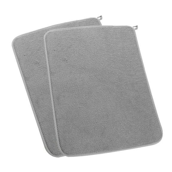 leaveforme 2Pcs Dish Drying Mat,Absorbent Microfiber Dishes Drainer Mats for Kitchen Counter Large Size (14.96'' x 19.69''),Dish Drying Pad,Gray