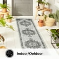 thumbnail image 2 of Nicole Miller New York Patio Country Azalea Transitional Medallion Indoor/Outdoor Runner Area Rug, Grey/Black, 1'9"x7'2", 2 of 9