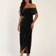 thumbnail image 5 of Vestido de terciopelo con un hombro al descubierto para mujer - Poliéster y spandex, elegante para la noche y la playa, 5 of 8