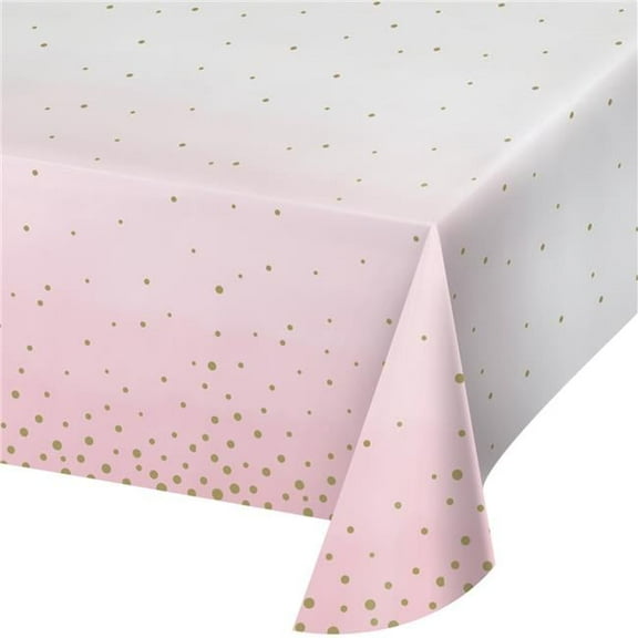 Creative Converting 346289 54 x 102 in. Celebration Paper Tablecloths, Pink & Gold - 6 Count