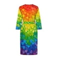 thumbnail image 4 of Yuyamidu Rainbow Heart Robes for Women Lightweight Long Sleeve Bathrobe Knee-Length Spa Robe Sexy Long Womens House Robes Size M Soft V Neck Nightgowns with Waist Belt, 4 of 7