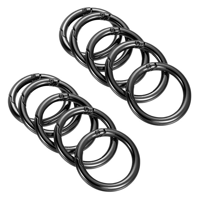 Unique Bargains Black Round Zinc Alloy Spring Gate O Ring Snap Clip Buckle (10 Pack)