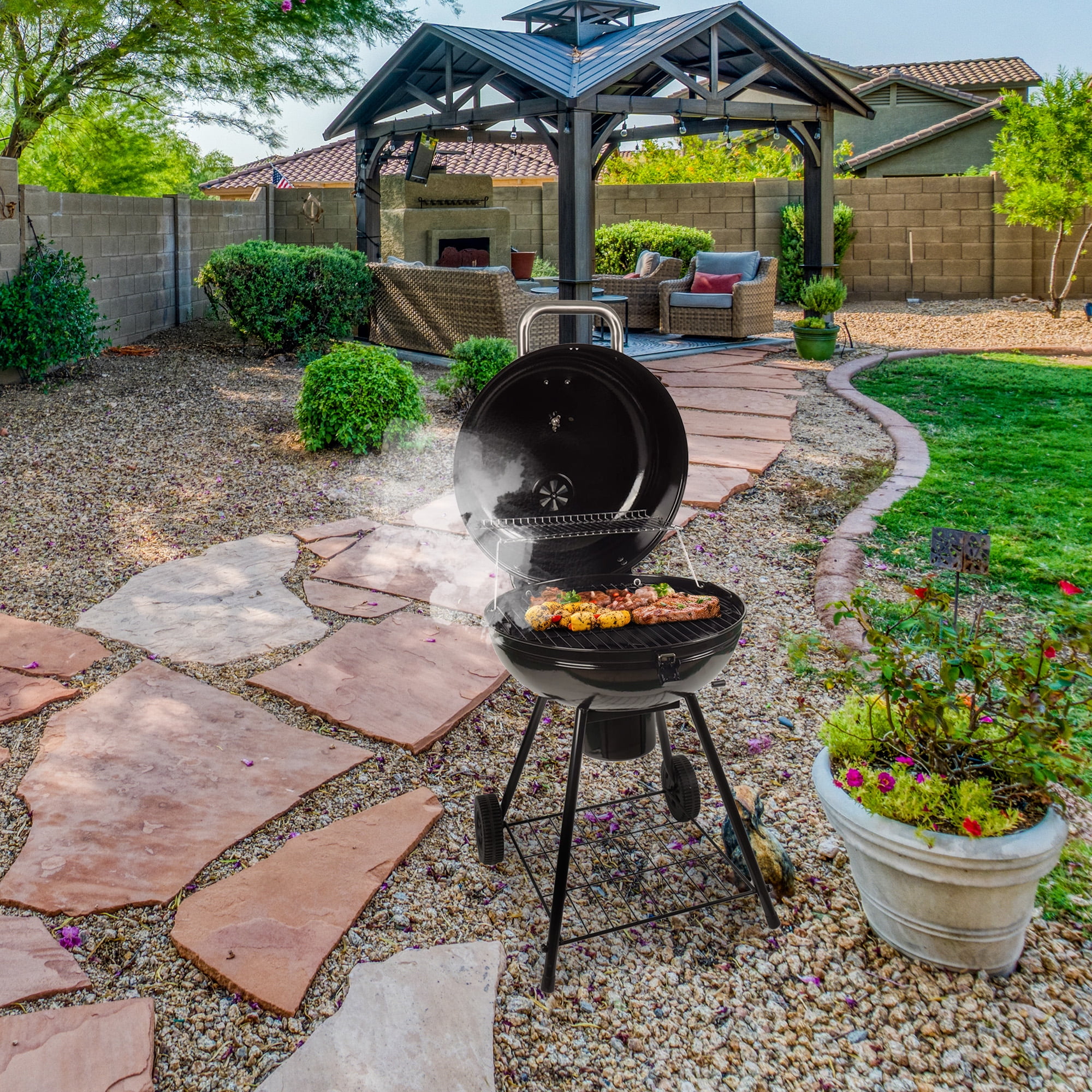 Grill Boss Charcoal Kettle Grill Outdoor BBQ with 22-Inch Grilling Space