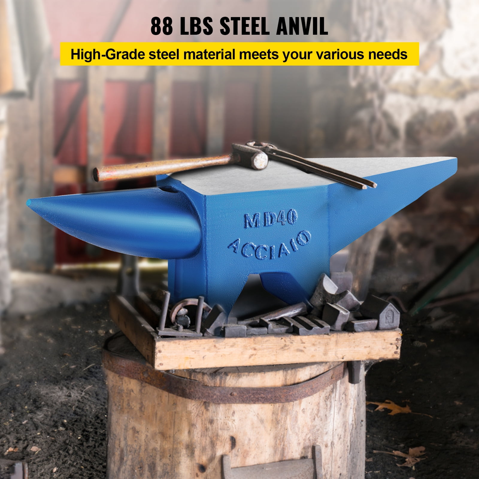 KFFKFF Single Horn Anvil 88Lbs Steel Anvil Blacksmith for Sale Forge Steel Tools and Equipment Anvil Rugged Blacksmith Jewelers Durable and Robust Metal Working Tool