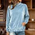 thumbnail image 3 of XUNKUSGA Mock Neck Sweatshirt Soft Velvet Sweatshirt for Women Casual Loose Pullover Top Classic Solid Color Long Sleeve Warm Fall Winter Tops for Women with Pockets S, 3 of 8