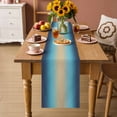 thumbnail image 2 of Blue Teal Ombre Table Runner - 48 Inch Long Modern Yellow Gradient Farmhouse Art Cotton and Linen Blended Dress Scarves Farmhouse Table Runner for Kitchen Dining, Coffee Table, 13" x 48", 2 of 8