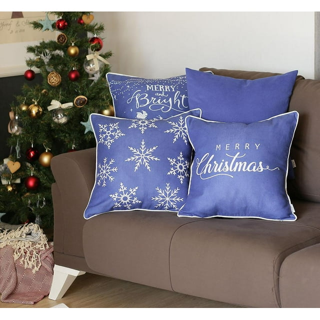 Housse de Coussin Joyeux Noël 18"x18 Pouces (Ensemble de 4)