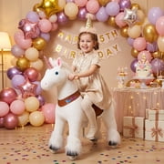 PonyCycle Ride-On Unicorn Toy with Sound and Hand Brake, Kid-Powered, Ages 3–4, White, U304