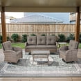 thumbnail image 4 of Opohoro 5-Piece Outdoor Conversation Set with Swivel Rocking Chairs, Patio Sofa, Coffee & Side Tables, Gray/Gray, 4 of 14