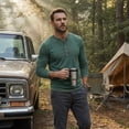 thumbnail image 2 of Youthup Men's Casual Henley Long Sleeve T-Shirt with Four-Button Detail & Color Block Design for Daily Wear, 2 of 10