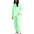 thumbnail image 1 of Timegard Ensemble Détente 2 Pcs pour Femmes Col Rond Manches Longues Hauts Pantalons de Couleur Unie avec Poches Ensembles Grande Taille, 1 of 7