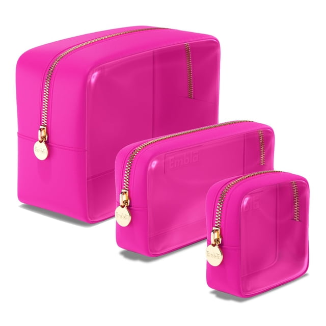 Set de 3 bolsas cosméticas Embla Clear fucsia para mujer