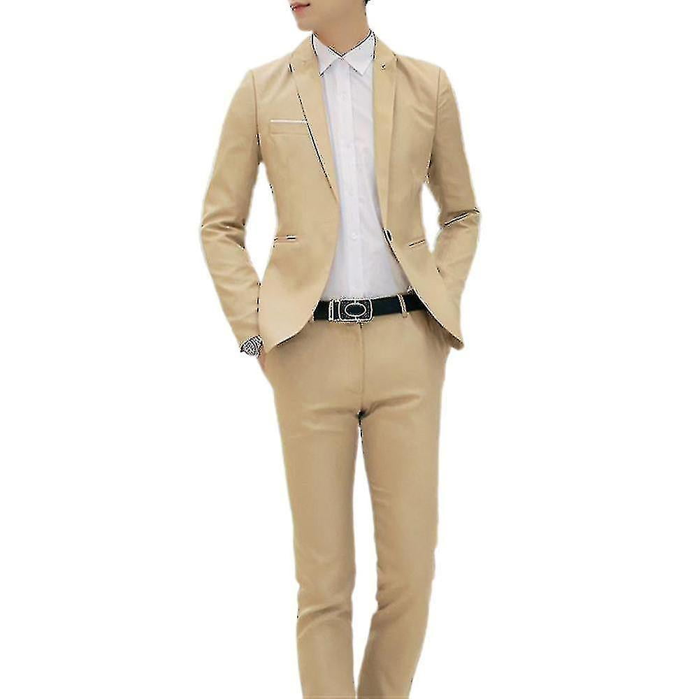 Aiouniya Men Business Formal 2 Pieces Tuxedo Suit Blazer Jacket Trousers Set Other