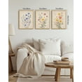 thumbnail image 3 of SHENIFY Vintage Wildflower Bouquet Wall Art Color Botanical Flower Decor Artwork Prints Rustic Living Room Office 11x14in3pcs Natural Framed, 3 of 7
