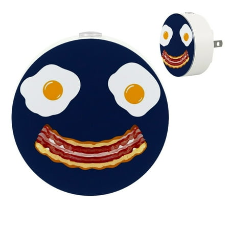 

Night Light Night Lights Plug into Wall 2-Pack Nightlight Plug in Night Light Dusk to Dawn Night Lamp Led Night Light for Adults Kids Room Cartoon Poached Egg Bacon Funny Navy Blue