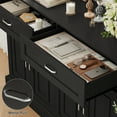 thumbnail image 4 of Homfa Modern Kitchen Sideboard Buffet Table, 4 Door 2 Drawer Wood Storage Cabinet Coffee Bar for Living Room Entryway, Black, 4 of 7