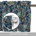 thumbnail image 6 of Moths Valance Curtain Abstract Retro Blue Green Moon Moth Stars Light Leaf Blue Window Valances Rod Pocket Short Curtains Window Treatments for Kitchen Bedroom Bathroom Laundry 60" x 14", 6 of 9