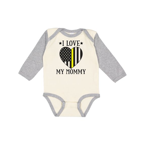 Inktastic Dispatcher Mommy Gold Line Emergency Boys or Girls Long Sleeve Baby Bodysuit