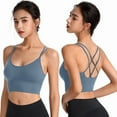 thumbnail image 5 of Sngxgn Women's Medium Support Cross Back Wirefree Yoga Sport Bra(Blue,XXL), 5 of 5