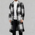 thumbnail image 4 of SYMOID Mens Black Plaid Trench Coat - 50% Wool & 50% Polyester, Knee-Length Tailored Fit, Warm for Cool Seasons with Flap Pockets & Button Closure,Size M, 4 of 6