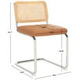 thumbnail image 3 of SAFAVIEH Coralia Industrial PU Solid Dining Side Chair, Cognac/Natural/Chrome (Set of 2), 3 of 14