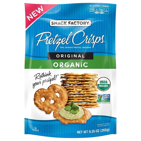 Snack Factory Pretzel Crisps Organic Original 9.35 oz Pack of 3